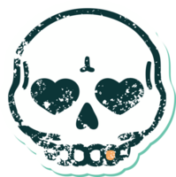 iconic distressed sticker tattoo style image of a skull png