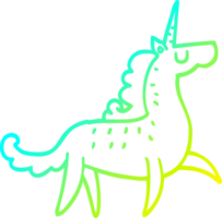 línea de gradiente frío dibujo unicornio de dibujos animados png