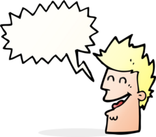 Cartoon glücklicher Mann mit Sprechblase png