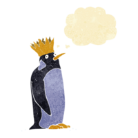 cartoon emperor penguin with thought bubble png