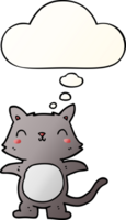 cartoon cat and thought bubble in smooth gradient style png