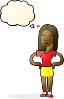 cartoon woman with hands on hips with thought bubble png