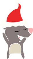 flat color illustration of a bear wearing santa hat png