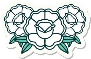 tattoo style sticker of a bouquet of flowers png