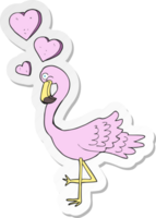 sticker of a cartoon flamingo in love png