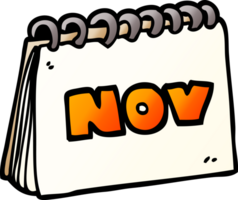 calendrier doodle dessin animé montrant le mois de novembre png
