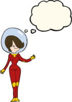 cartoon space woman with thought bubble png