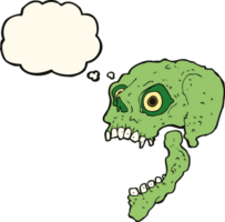 cartoon scary skull with thought bubble png