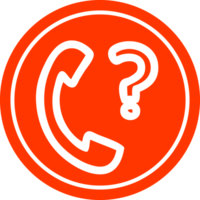 telephone handset with question mark circular icon png