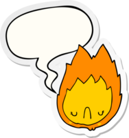 dessin animé malheureux flamme et bulle autocollant png