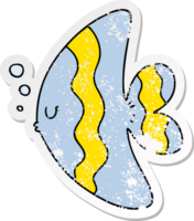 vinheta angustiada de um peixe de desenho animado desenhado à mão peculiar png