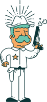 sheriff del salvaje oeste al estilo tradicional del tatuaje png