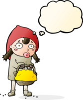 dessin animé du petit chaperon rouge avec bulle de pensée png