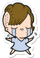 sticker of a cartoon crying girl png