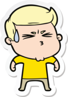 sticker of a cartoon frustrated man png