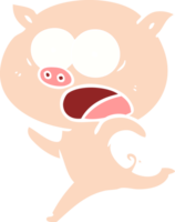 flat color style cartoon pig running png
