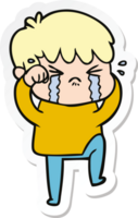 klistermärke av en tecknad pojke som gråter png