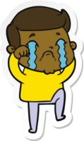 sticker of a cartoon man crying png