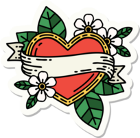 tattoo style sticker of a heart and banner png