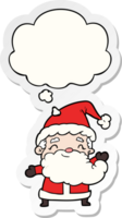 Cartoon Weihnachtsmann und Gedankenblase als bedruckter Aufkleber png
