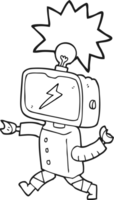 black and white cartoon little robot png