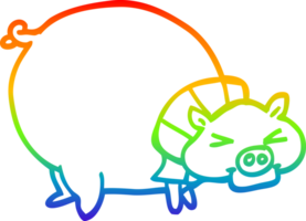 rainbow gradient line drawing cartoon fat pig png