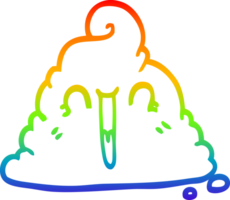 cacca di cartone animato di disegno a tratteggio sfumato arcobaleno png