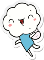 sticker van een schattig cartoon wolkhoofd wezen png