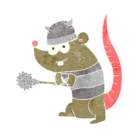 retro cartoon rat warrior png