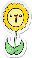 distressed sticker of a cartoon flower png