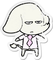 distressed sticker of a annoyed cartoon elephant png