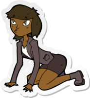 sticker of a cartoon woman on hands and knees png