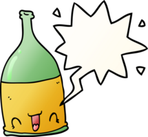 cartoon wine bottle and speech bubble in smooth gradient style png