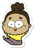 sticker of a cartoon happy old woman png