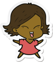 sticker of a happy cartoon girl png