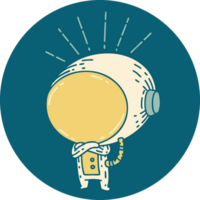 icon of tattoo style astronaut png