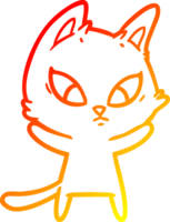 desenho de linha de gradiente quente gato de desenho animado confuso png