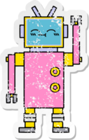 pegatina angustiada de un lindo robot de dibujos animados png