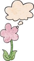 cute cartoon flower and thought bubble in grunge texture pattern style png