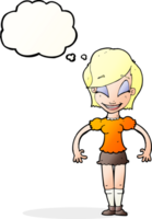 cartoon pretty woman with thought bubble png