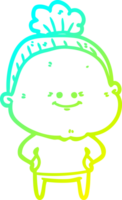 frío gradiente línea dibujo dibujos animados feliz anciana png