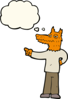 cartoon pointing fox man with thought bubble png