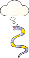 serpiente de dibujos animados y burbuja de pensamiento en estilo degradado suave png