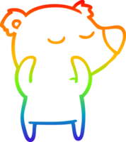 rainbow gradient line drawing happy cartoon polar bear png