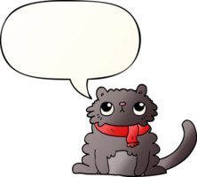 cartoon cat and speech bubble in smooth gradient style png