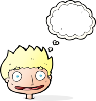 cartoon happy boy with thought bubble png