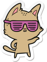 autocollant d'un chat de dessin animé portant des lunettes cool png
