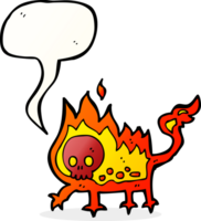 dessin animé petit démon de feu avec bulle de dialogue png