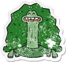 distressed sticker of a funny cartoon turtle png