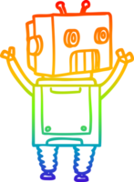 rainbow gradient line drawing cartoon robot png